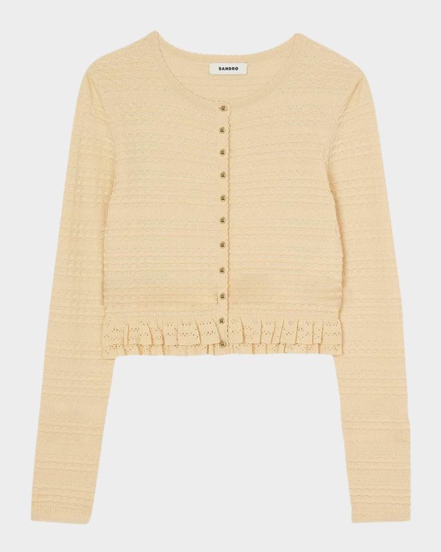 Saphir Ruffle-Hem Knit Cardigan